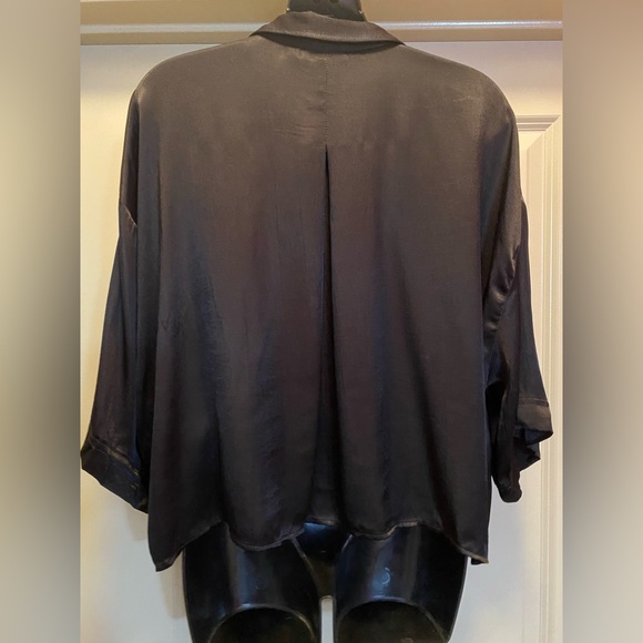 ZARA Black Satin Effect Viscose Crop Top Shirt XL - Picture 3 of 7
